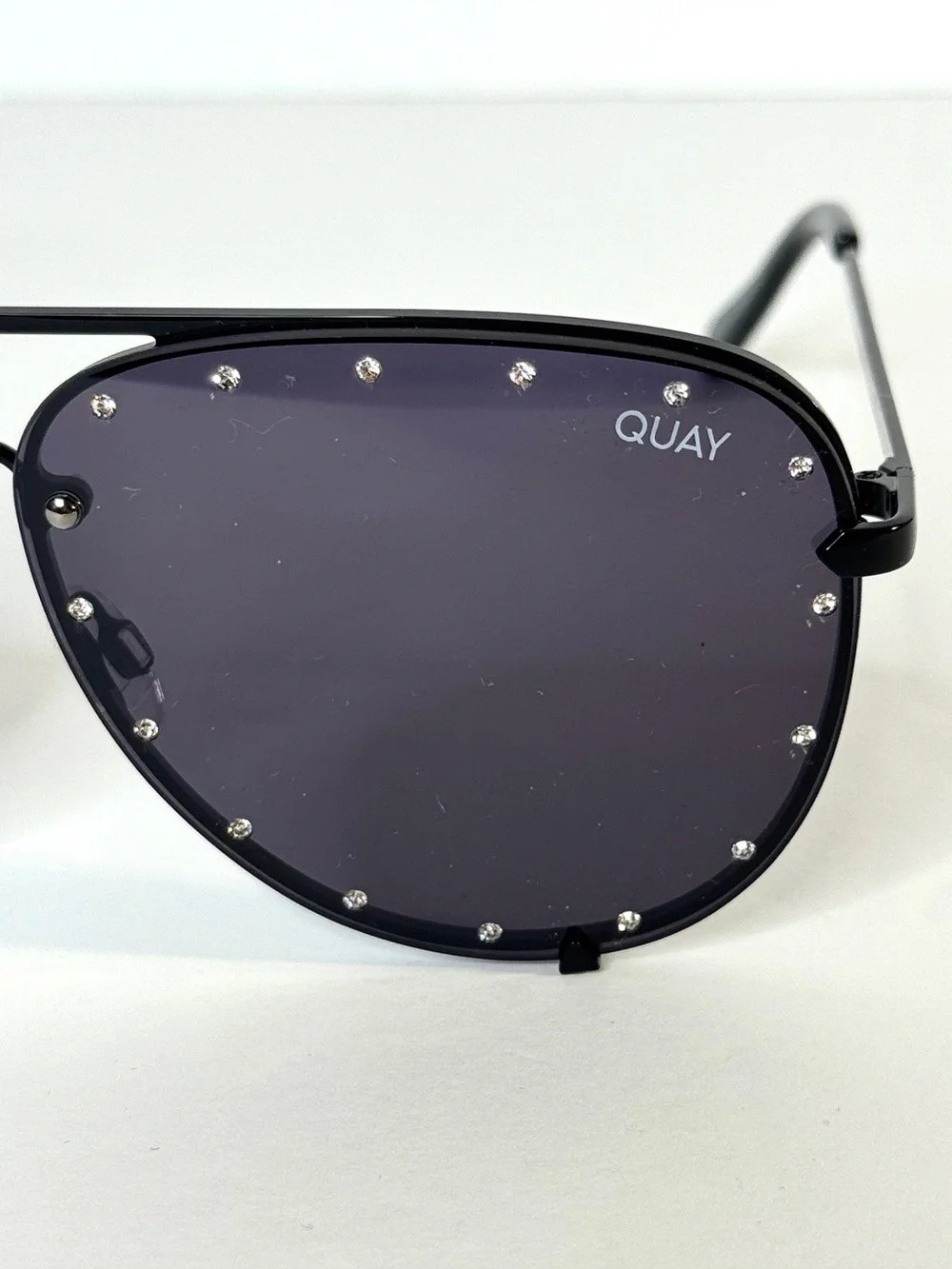 QUAY Australia NEW High Key Rhinestone Sunglasses Black